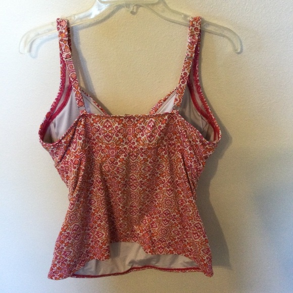 Lands End Orange Print Tankini Swimwear Top Size 14 - Picture 6 of 8